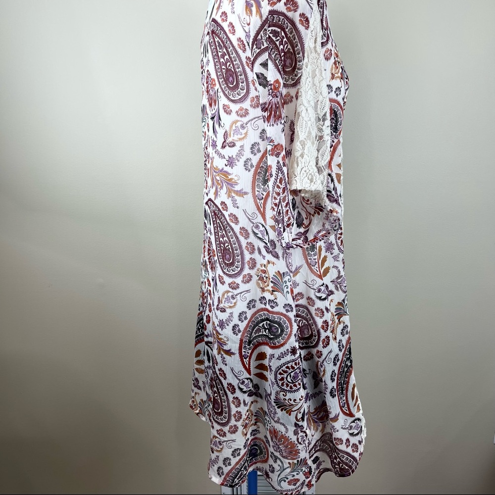 🌟SOLD American Eagle Outfitters kimono duster 3/$25 sheer PAISLEY BoHo FLORAL L - Picture 8 of 14